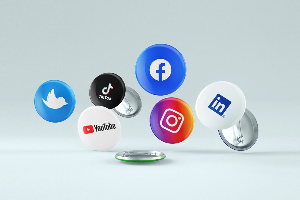 Illustration of different social media platforms used in marketing